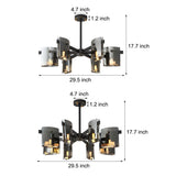 Modern Electroplated Glass Chandelier Copper Semi Flush Mount Ceiling Light for Living Room