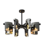 Modern Electroplated Glass Chandelier Copper Semi Flush Mount Ceiling Light for Living Room