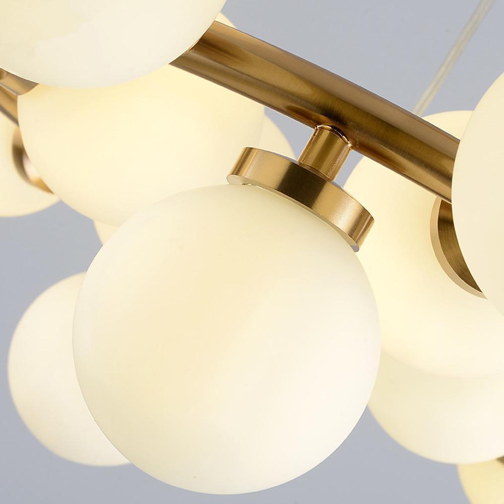 Modern Electroplated Gold Metal LED Chandelier with Clustered Glass Globe Design