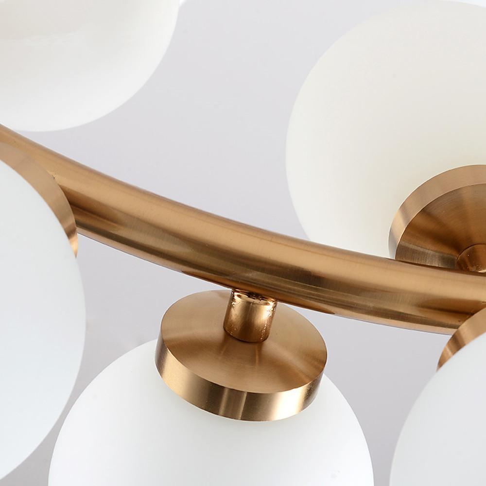 Modern Electroplated Gold Metal LED Chandelier with Clustered Glass Globe Design