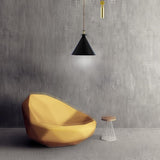 Modern Electroplated Metal Conical Pendant Light Adjustable Linear LED Ceiling Lamp
