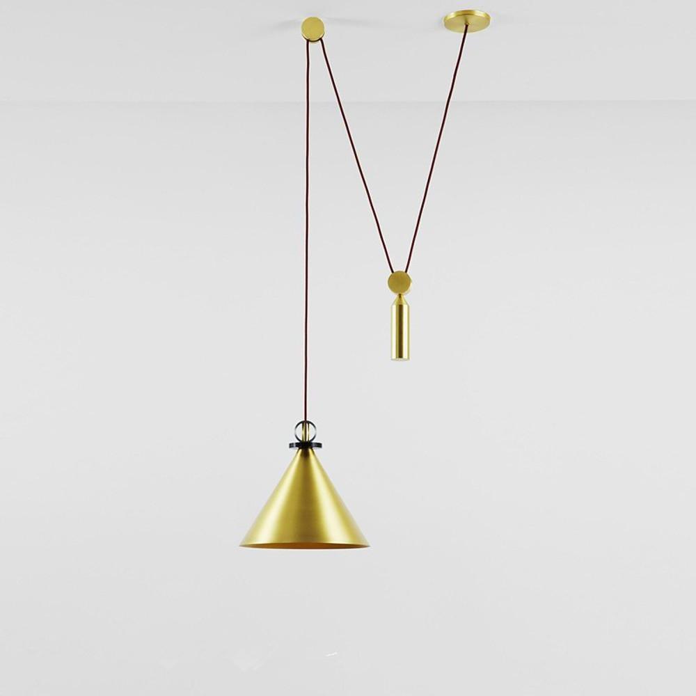 Modern Electroplated Metal Conical Pendant Light Adjustable Linear LED Ceiling Lamp