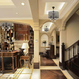 Modern Electroplated Metal Crystal Chandelier 4 Light Kitchen Pendant Lighting for Dining Room