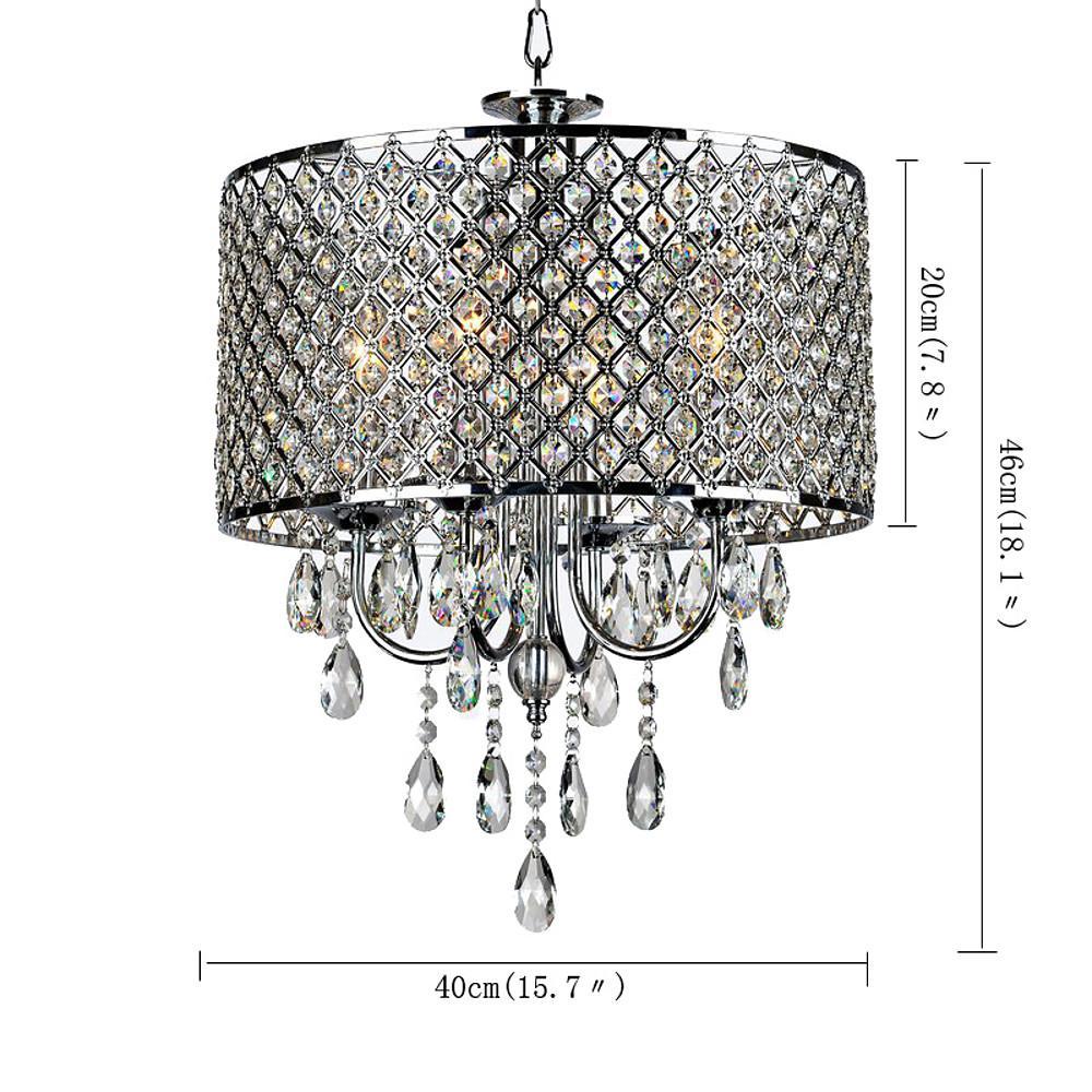 Modern Electroplated Metal Crystal Chandelier 4 Light Kitchen Pendant Lighting for Dining Room