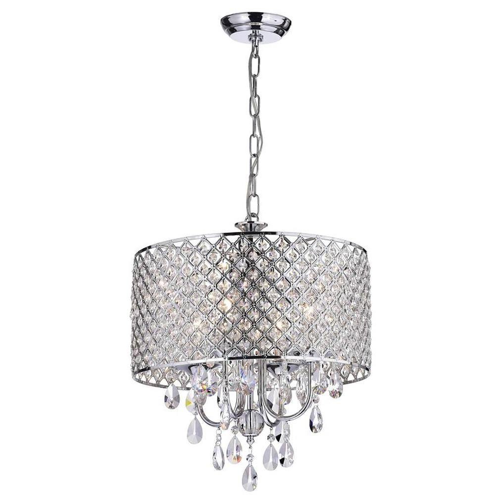 Modern Electroplated Metal Crystal Chandelier 4 Light Kitchen Pendant Lighting for Dining Room