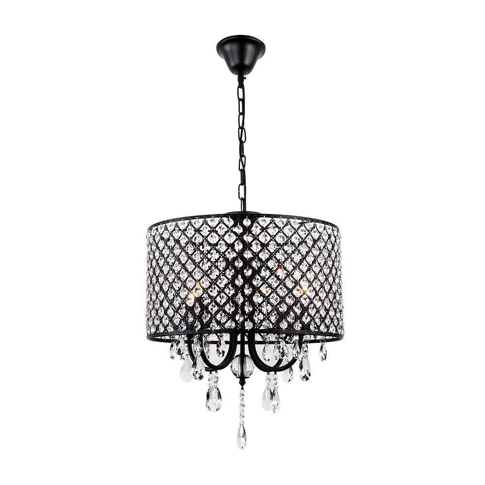 Modern Electroplated Metal Crystal Chandelier 4 Light Kitchen Pendant Lighting for Dining Room