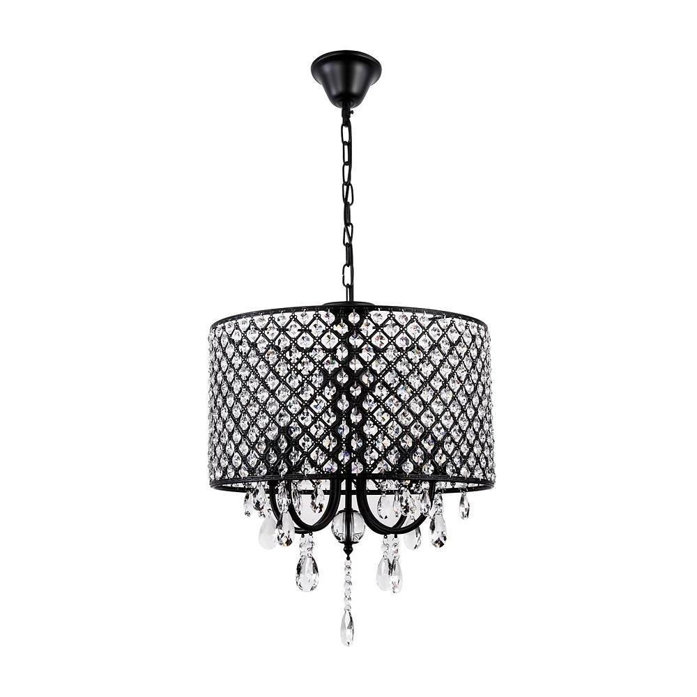 Modern Electroplated Metal Crystal Chandelier 4 Light Kitchen Pendant Lighting for Dining Room