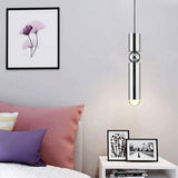 Modern Electroplated Metal Cylindrical LED Pendant Light with Adjustable Cable for Home Decor