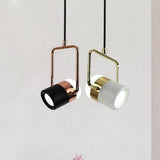 Modern Electroplated Metal Projector Style Pendant Light with Adjustable Ambient LED Glow