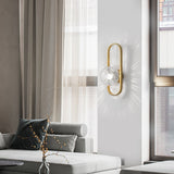 Modern Elliptical Iron Wall Sconce with Creative Glass Shade for Living Room and Bathroom Vanity Lighting