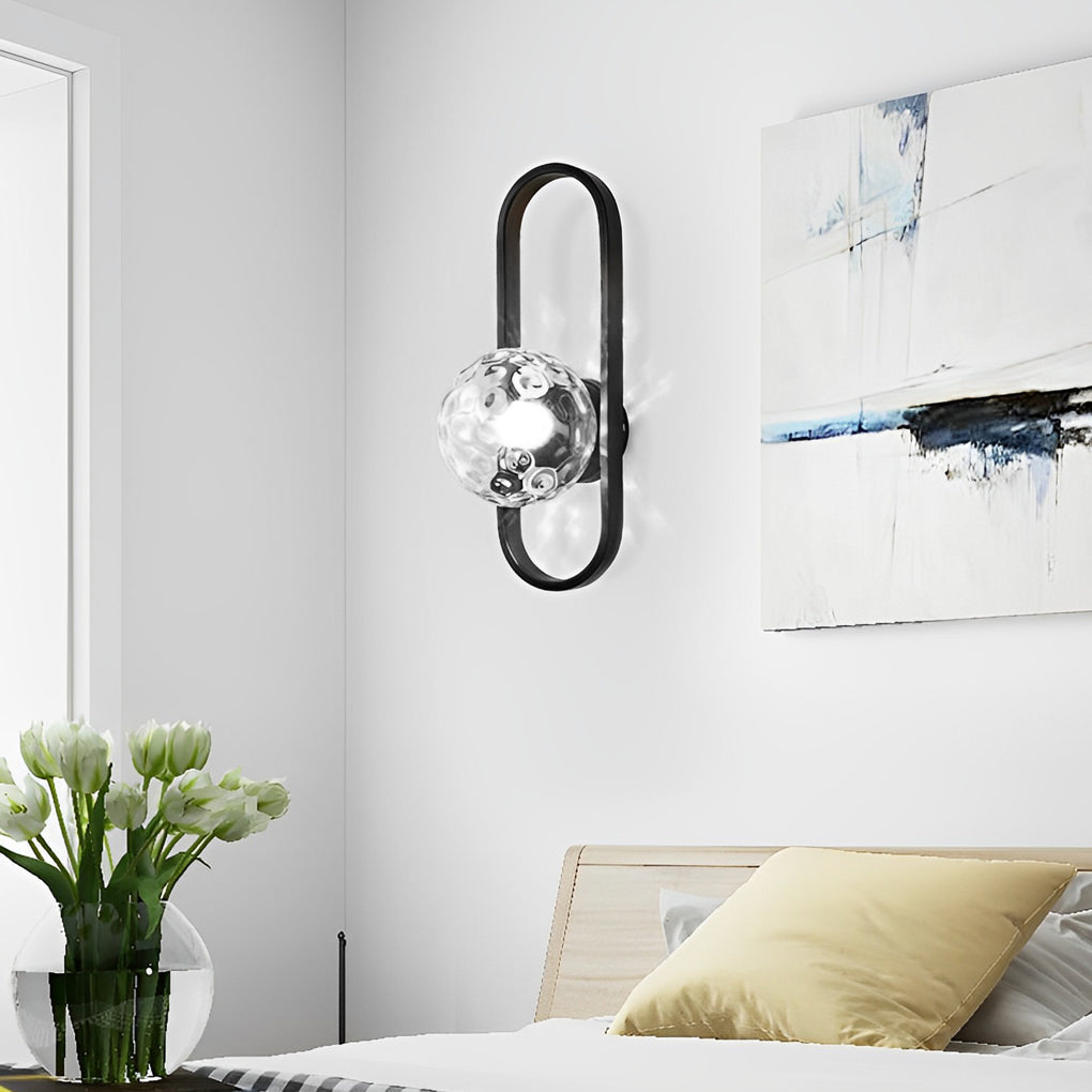 Modern Elliptical Iron Wall Sconce with Creative Glass Shade for Living Room and Bathroom Vanity Lighting