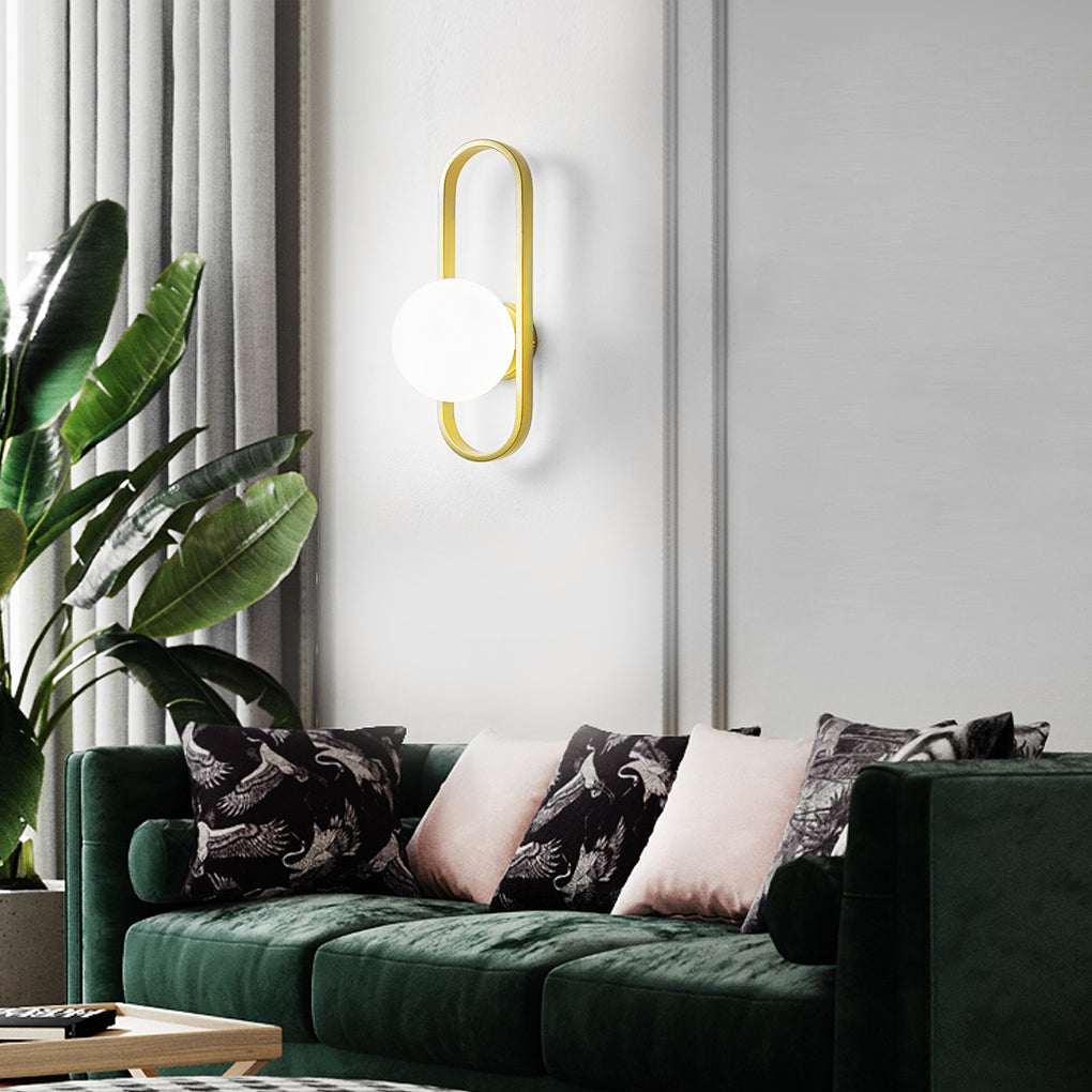 Modern Elliptical Iron Wall Sconce with Creative Glass Shade for Living Room and Bathroom Vanity Lighting