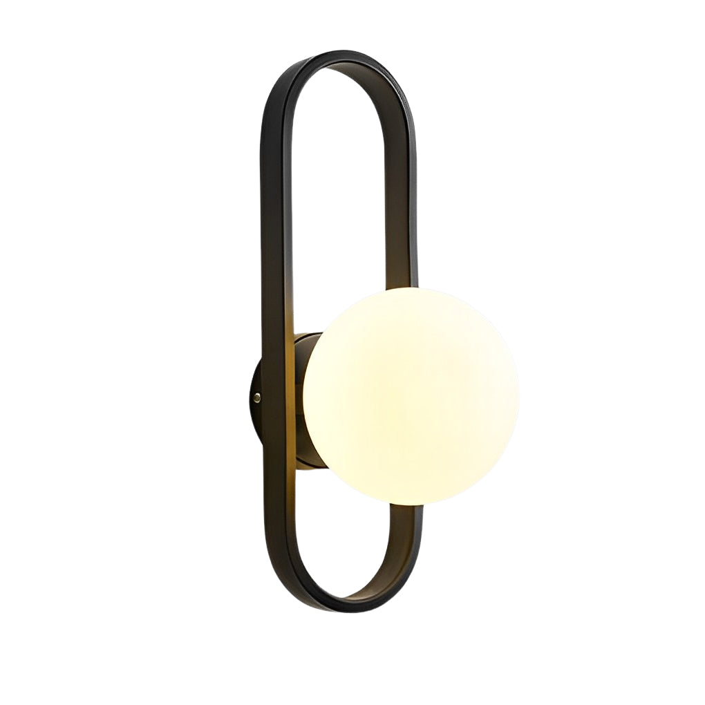 Modern Elliptical Iron Wall Sconce with Creative Glass Shade for Living Room and Bathroom Vanity Lighting