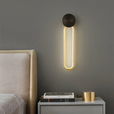 Modern Elliptical LED Wall Sconce Brass and Acrylic Minimalist Lighting Fixture for Interior Decor