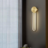 Modern Elliptical LED Wall Sconce Brass and Acrylic Minimalist Lighting Fixture for Interior Decor