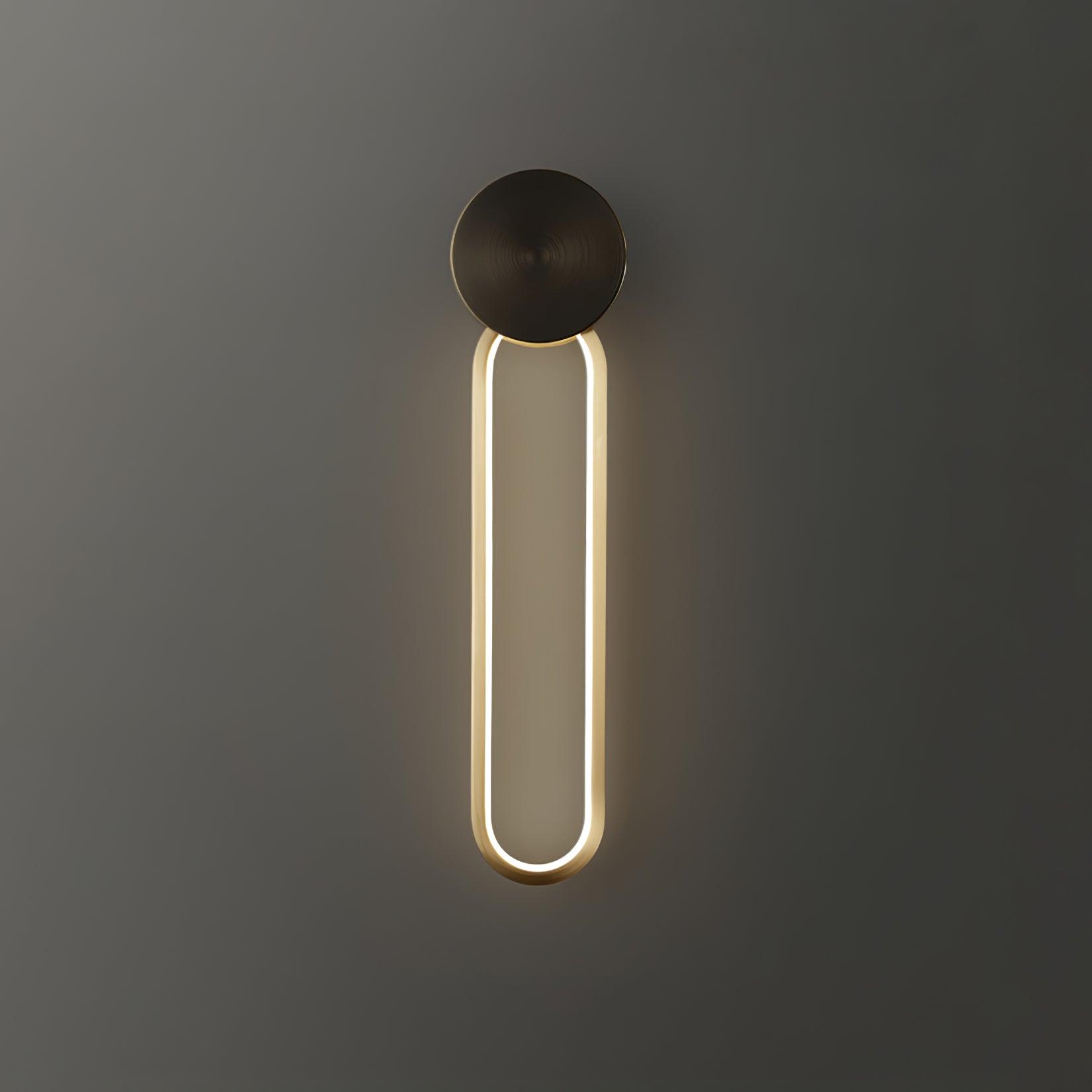 Modern Elliptical LED Wall Sconce Brass and Acrylic Minimalist Lighting Fixture for Interior Decor