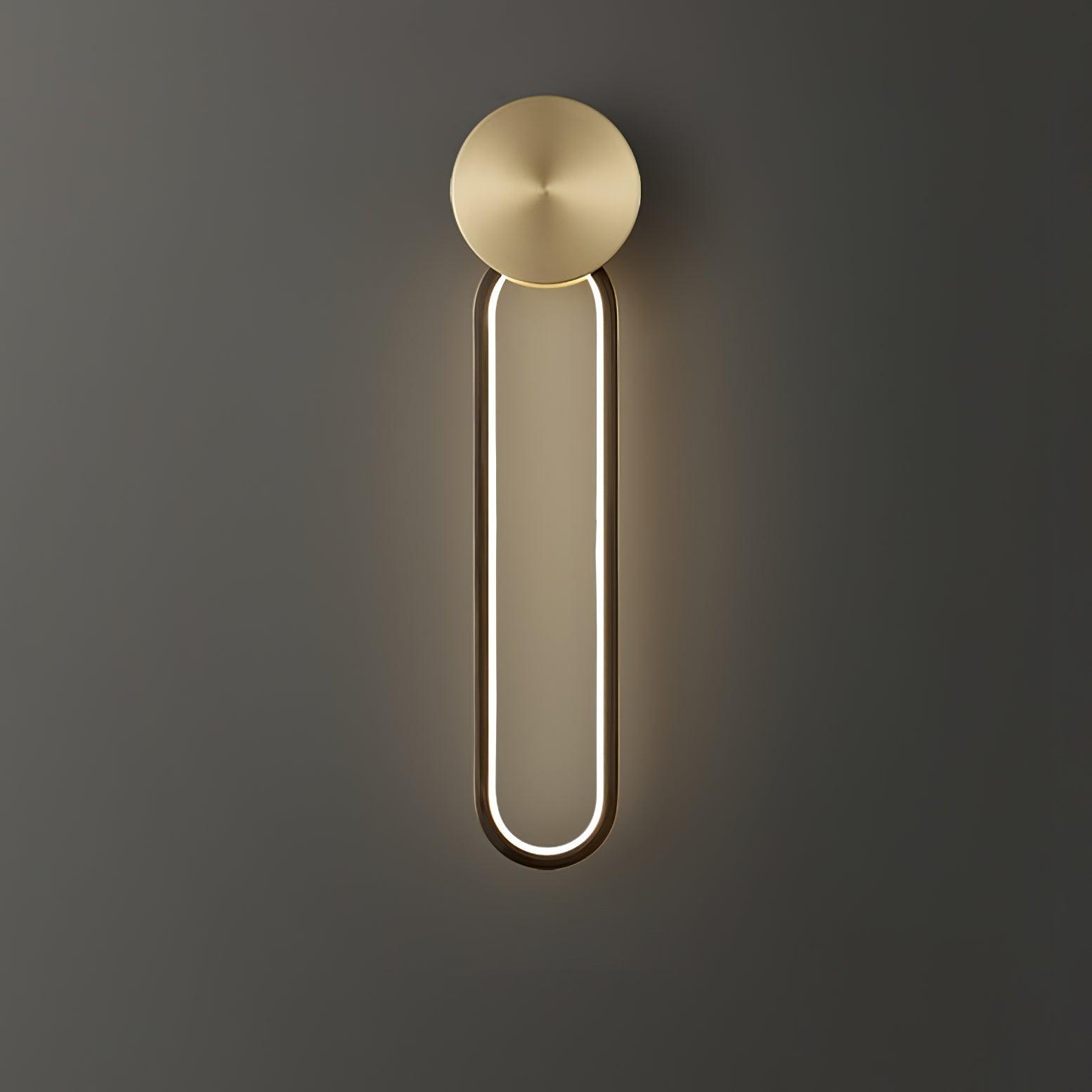 Modern Elliptical LED Wall Sconce Brass and Acrylic Minimalist Lighting Fixture for Interior Decor