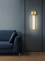 Modern Elliptical LED Wall Sconce Brass and Acrylic Minimalist Lighting Fixture for Interior Decor