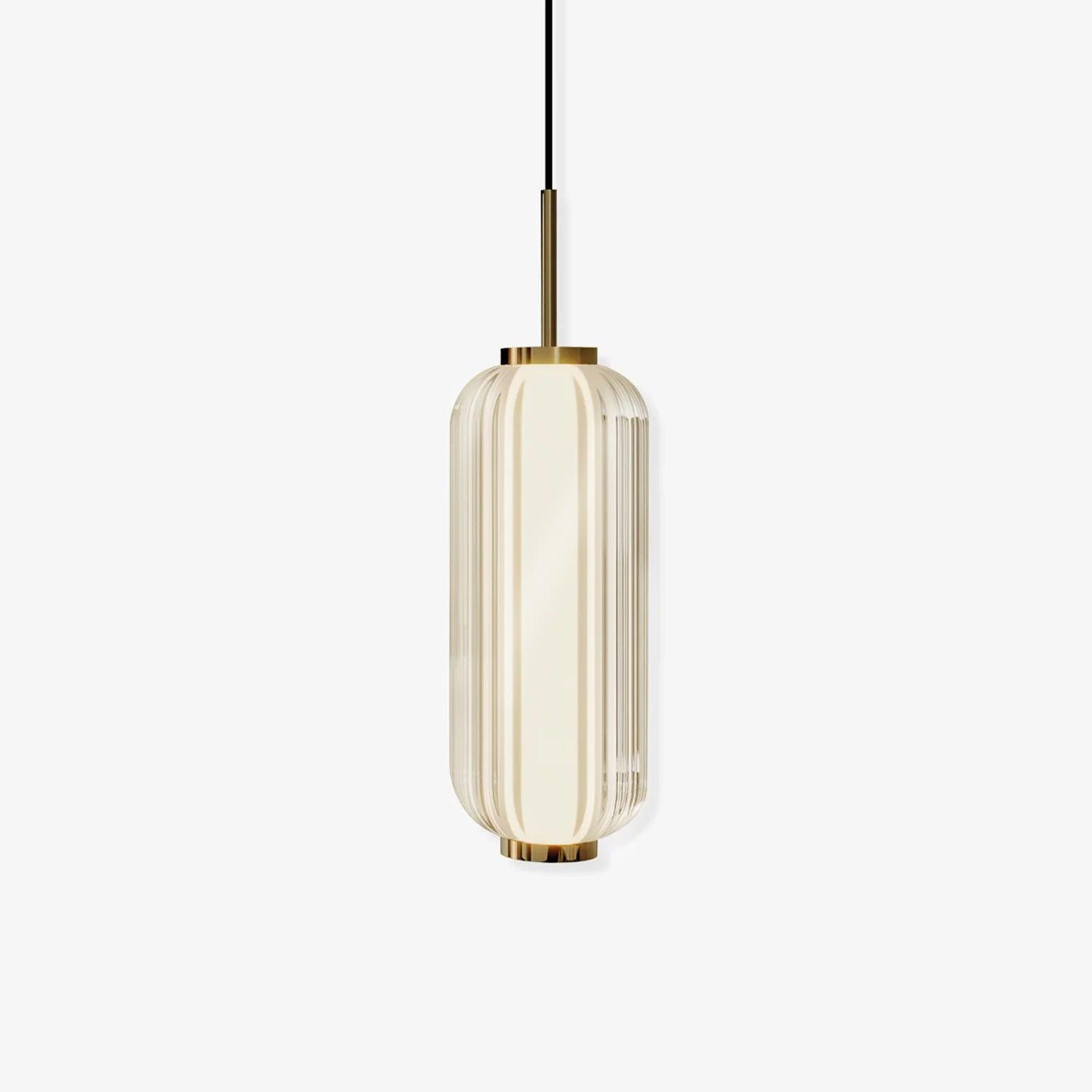 Modern Elma Linear Glass Cylinder LED Pendant Lighting Gold Finished Hanging Ceiling Lamp for Dining Room