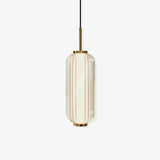 Modern Elma Linear Glass Cylinder LED Pendant Lighting Gold Finished Hanging Ceiling Lamp for Dining Room