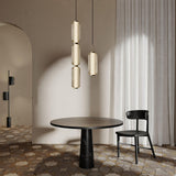 Modern Elma Linear Glass Cylinder LED Pendant Lighting Gold Finished Hanging Ceiling Lamp for Dining Room