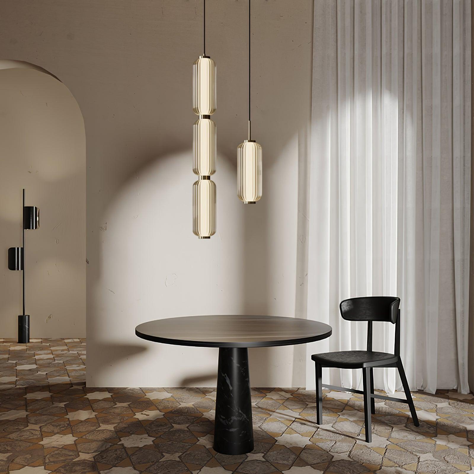 Modern Elma Linear Glass Cylinder LED Pendant Lighting Gold Finished Hanging Ceiling Lamp for Dining Room