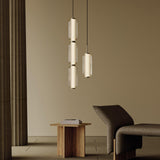 Modern Elma Linear Glass Cylinder LED Pendant Lighting Gold Finished Hanging Ceiling Lamp for Dining Room