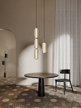 Modern Elma Linear Glass Cylinder LED Pendant Lighting Gold Finished Hanging Ceiling Lamp for Dining Room