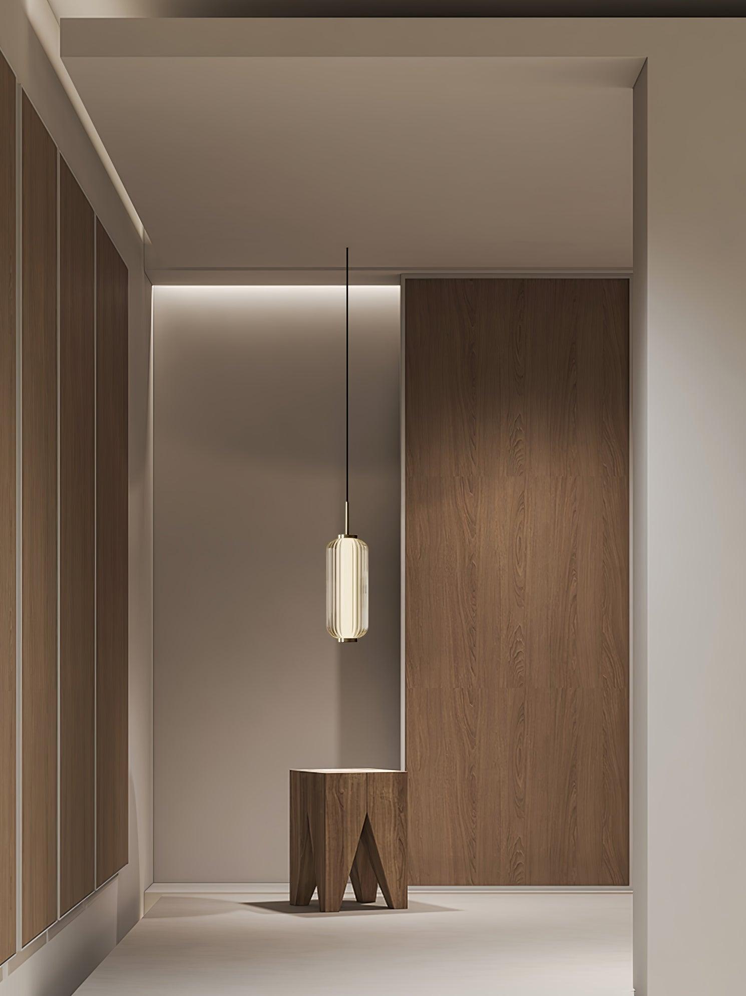 Modern Elma Linear Glass Cylinder LED Pendant Lighting Gold Finished Hanging Ceiling Lamp for Dining Room