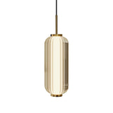 Modern Elma Linear Glass Cylinder LED Pendant Lighting Gold Finished Hanging Ceiling Lamp for Dining Room