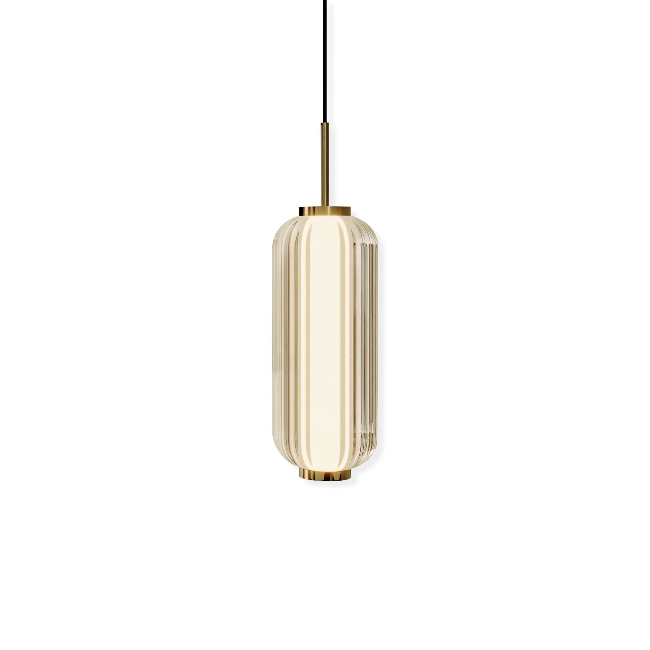 Modern Elma Linear Glass Cylinder LED Pendant Lighting Gold Finished Hanging Ceiling Lamp for Dining Room