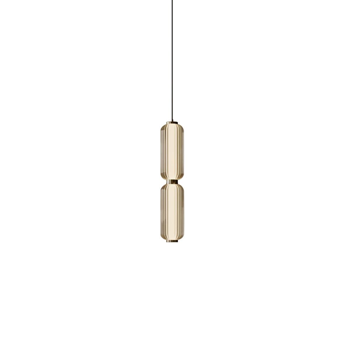 Modern Elma Linear Glass Cylinder LED Pendant Lighting Gold Finished Hanging Ceiling Lamp for Dining Room
