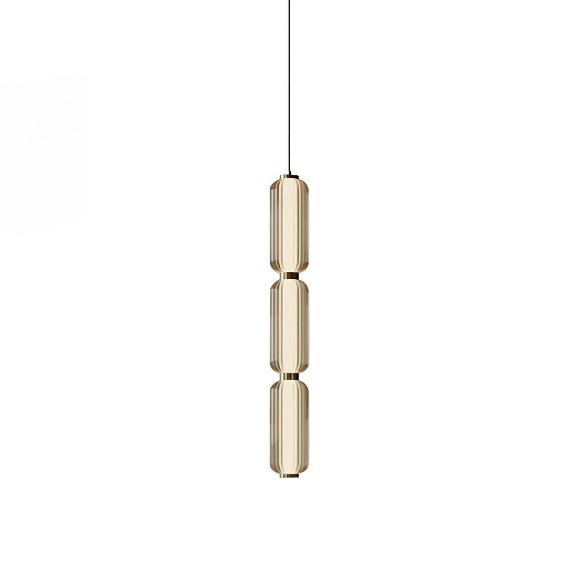 Modern Elma Linear Glass Cylinder LED Pendant Lighting Gold Finished Hanging Ceiling Lamp for Dining Room
