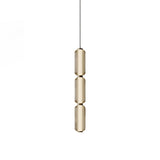 Modern Elma Linear Glass Cylinder LED Pendant Lighting Gold Finished Hanging Ceiling Lamp for Dining Room