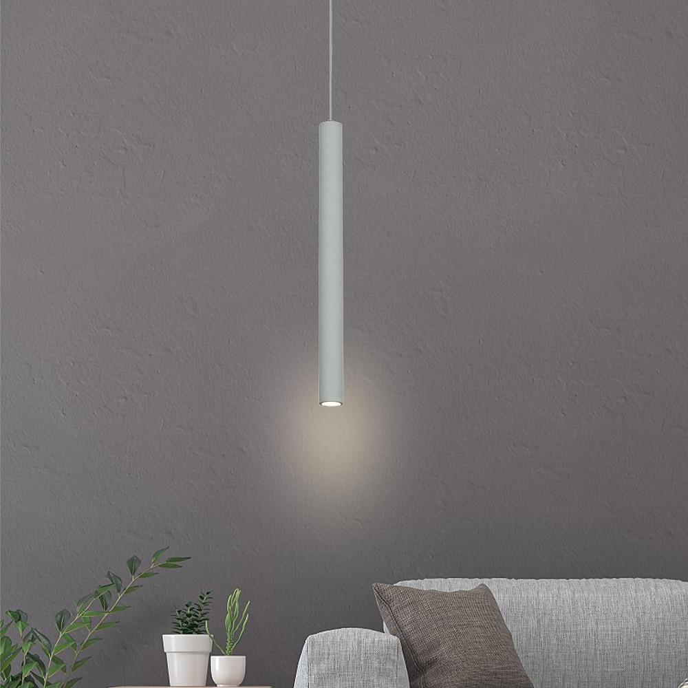 Modern Elongated Cylinder LED Pendant Light Slim Tube Hanging Ceiling Lamp for Kitchen Island