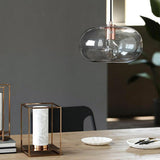 Modern Elongated Glass Globe Pendant Light Nordic LED Hanging Ceiling Lamp for Kitchen Island