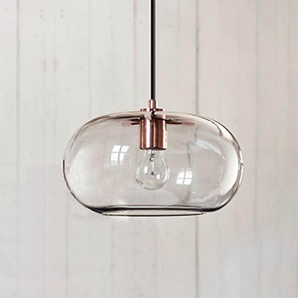 Modern Elongated Glass Globe Pendant Light Nordic LED Hanging Ceiling Lamp for Kitchen Island
