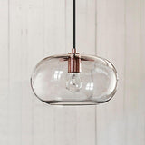 Modern Elongated Glass Globe Pendant Light Nordic LED Hanging Ceiling Lamp for Kitchen Island