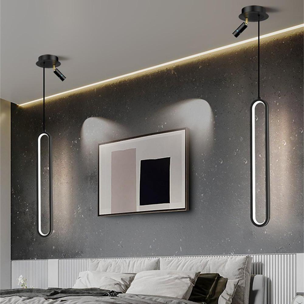 Modern Elongated LED Pendant Light with Adjustable Spotlight for Kitchen Island and Dining Room