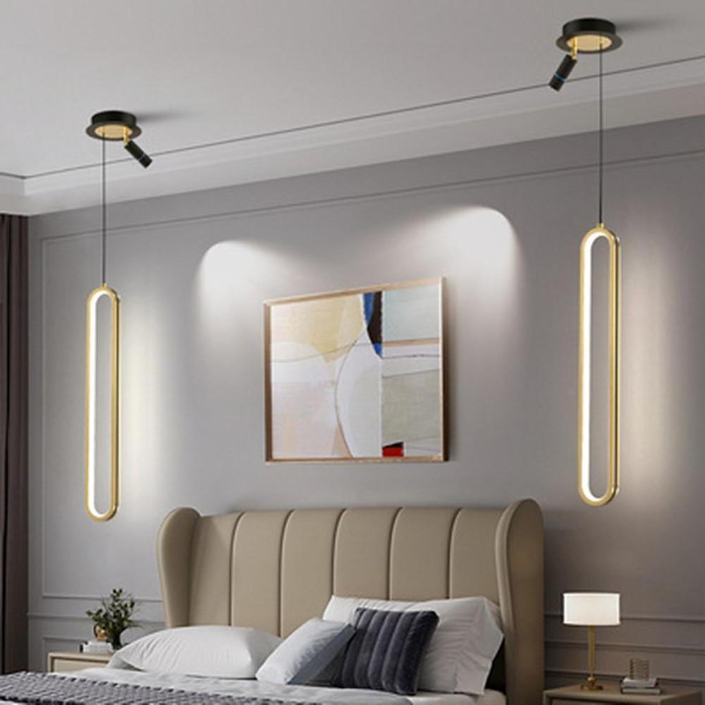 Modern Elongated LED Pendant Light with Adjustable Spotlight for Kitchen Island and Dining Room