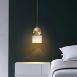 Modern Etruscan Alabaster Pendant Light Luxury Brass Hanging Lamp for Living Room Dining Area