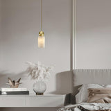 Modern Etruscan Alabaster Pendant Light Luxury Brass Hanging Lamp for Living Room Dining Area