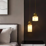 Modern Etruscan Alabaster Pendant Light Luxury Brass Hanging Lamp for Living Room Dining Area