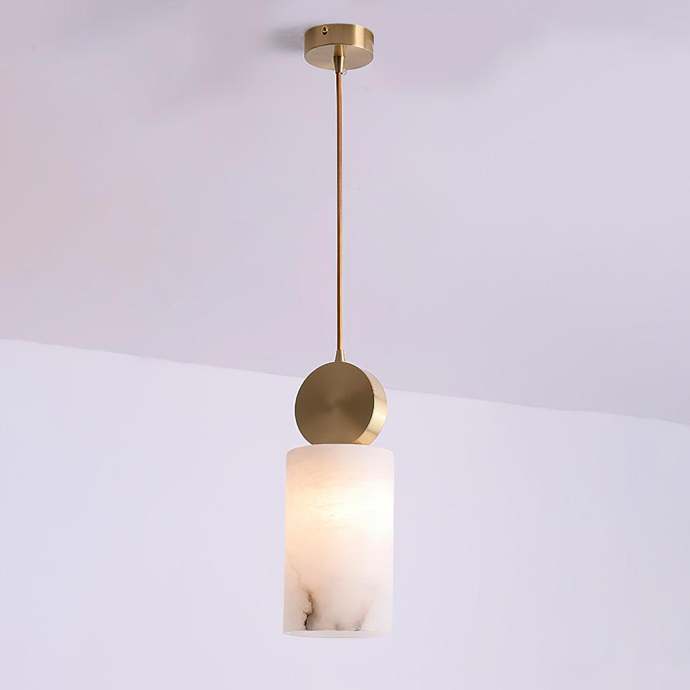 Modern Etruscan Alabaster Pendant Light Luxury Brass Hanging Lamp for Living Room Dining Area