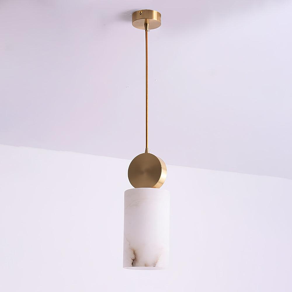 Modern Etruscan Alabaster Pendant Light Luxury Brass Hanging Lamp for Living Room Dining Area