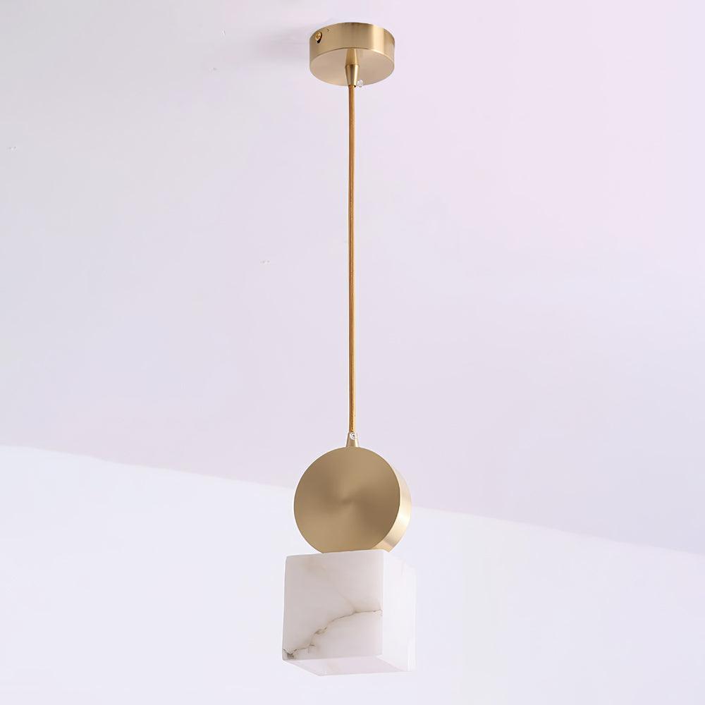 Modern Etruscan Alabaster Pendant Light Luxury Brass Hanging Lamp for Living Room Dining Area