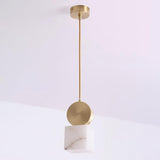 Modern Etruscan Alabaster Pendant Light Luxury Brass Hanging Lamp for Living Room Dining Area