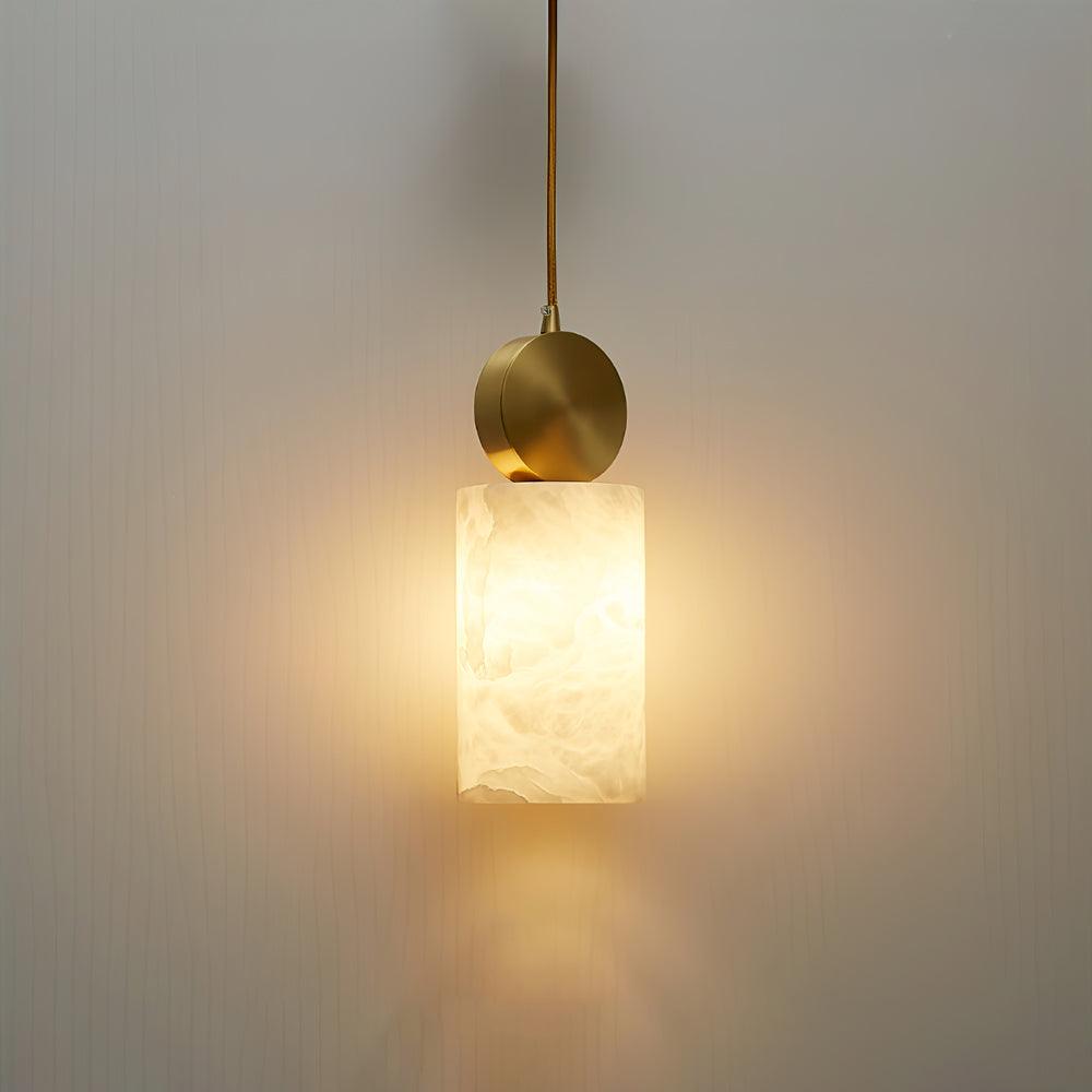 Modern Etruscan Alabaster Pendant Light Luxury Brass Hanging Lamp for Living Room Dining Area