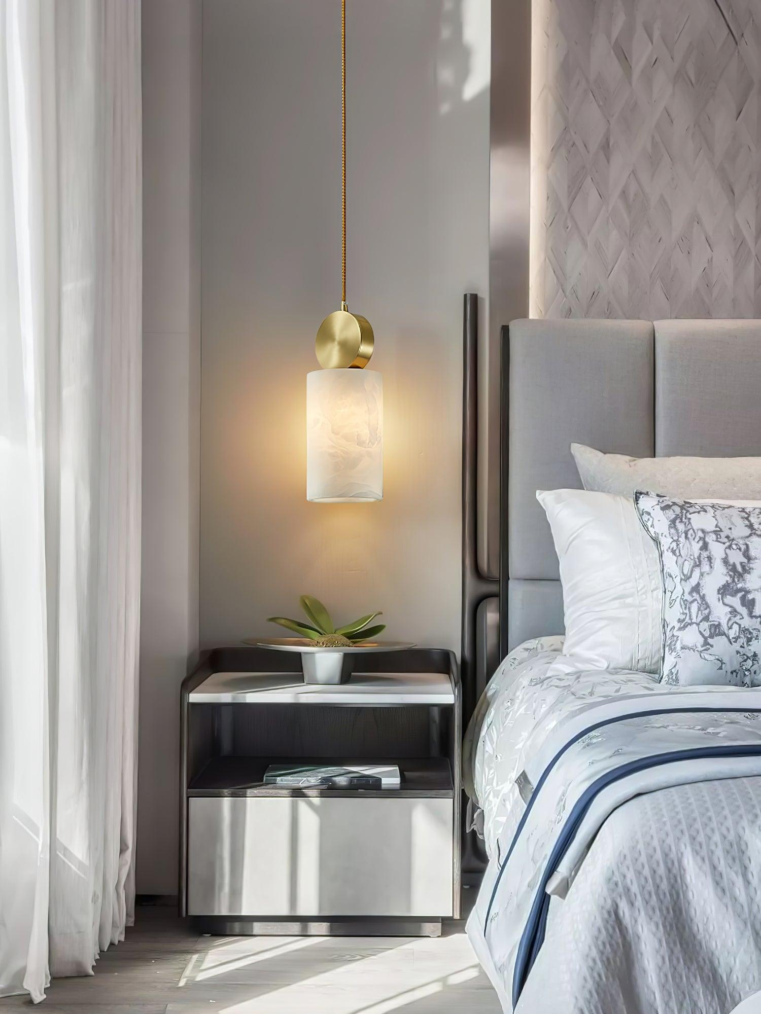 Modern Etruscan Alabaster Pendant Light Luxury Brass Hanging Lamp for Living Room Dining Area