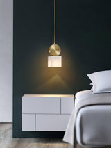 Modern Etruscan Alabaster Pendant Light Luxury Brass Hanging Lamp for Living Room Dining Area